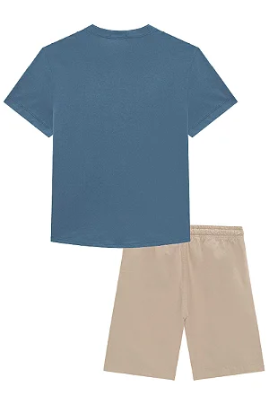 Conjunto camisa polo azul e bermuda bege | Luc.boo - Imagem 2
