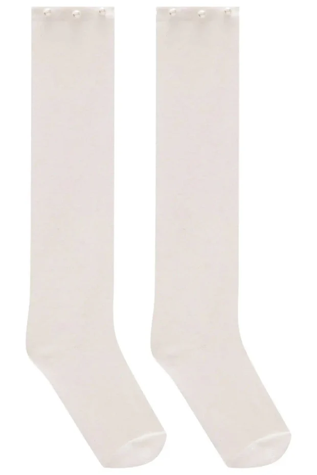 Meia Infantil 3/4 Kukie Inverno Branca com Pérolas - Imagem 2