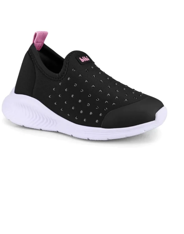 TENIS FLY BABY II - TECIDO PRETO/ROSA/MATTE - BIBI