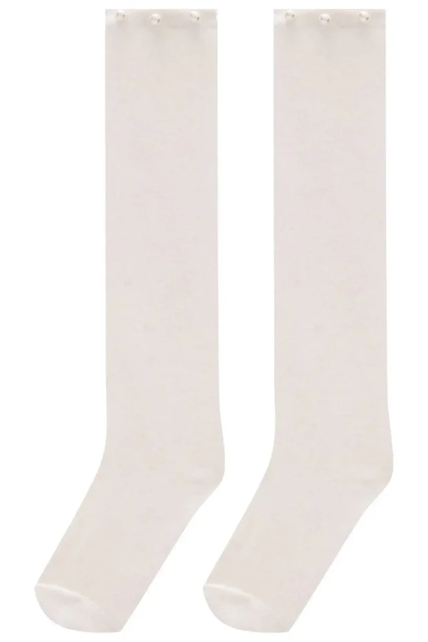 Meia Infantil 3/4 Kukie Inverno Branca com Pérolas