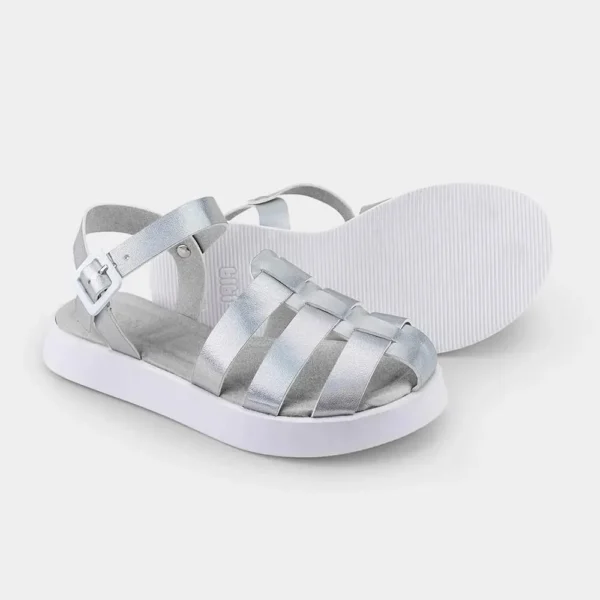 Sandália Bibi Plataforma Prata Feminino