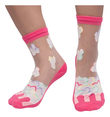 Meia Soquete Transparente Desenhada Infantil Puket