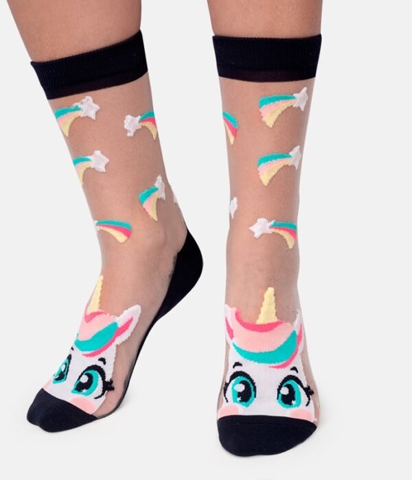 Meia Cano Alto Transparente Unicórnio Puket