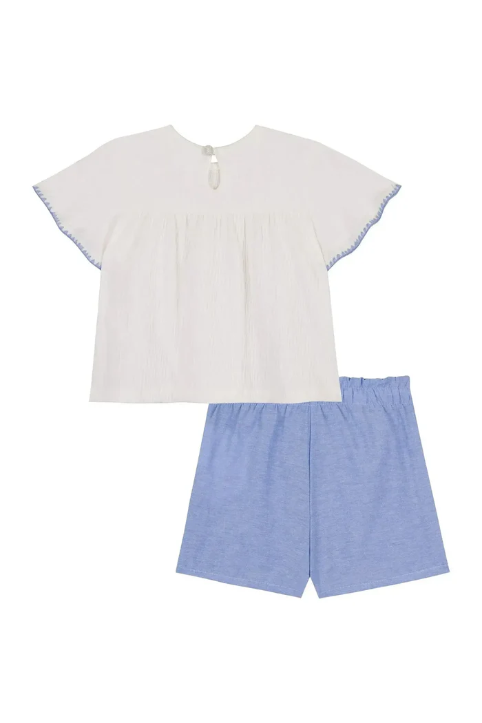 Conjunto de Bata em Malha Wave e Shorts em Tricoline Cotton 86815 Kukiê Bebê Menina - Imagem 4