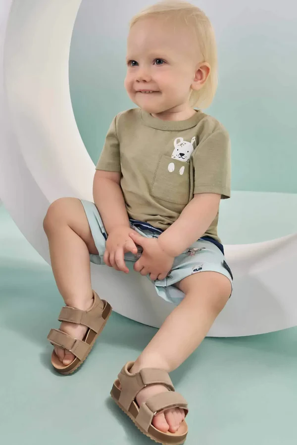 Conjunto de Camiseta em Malha Flamê e Bermuda em Nylon Ergonomic com Elastano 88861 LucBoo Bebê Menino