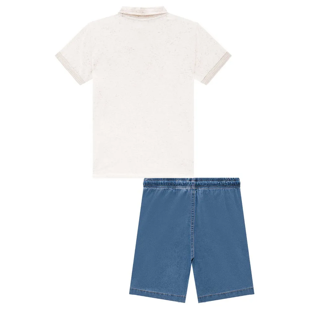 Conjunto Menino Infantil Curto de Camisa Polo e Bermuda Jeans 66380 Luc.Boo - Imagem 4