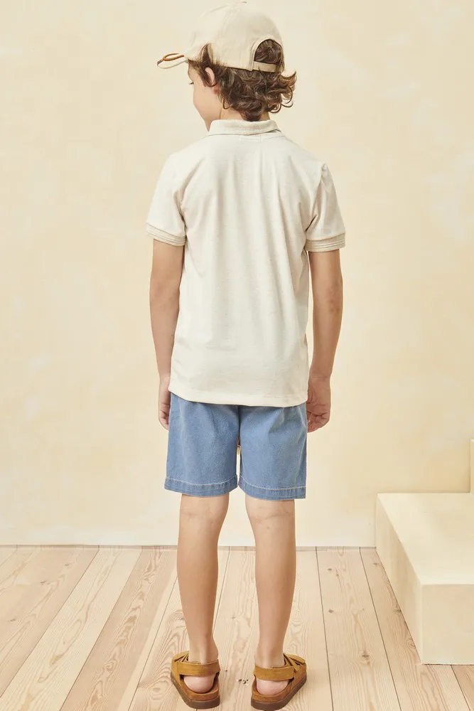 Conjunto Menino Infantil Curto de Camisa Polo e Bermuda Jeans 66380 Luc.Boo - Imagem 2