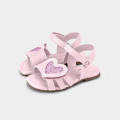 Sandália Infantil Bibi Mini Me Rosa de Coração - Calçados Bibi