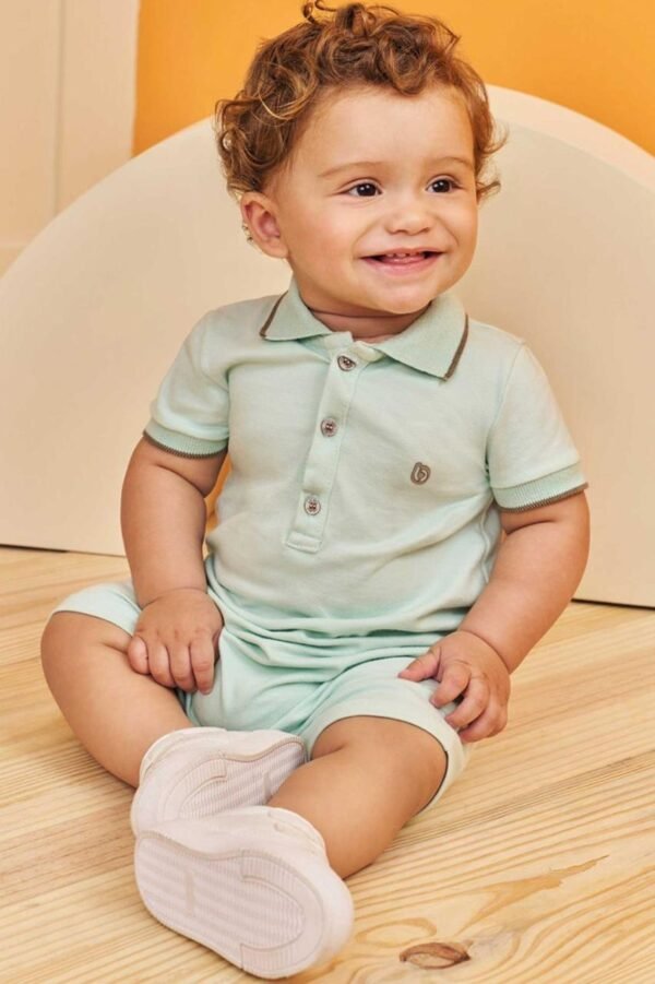 Macacão Bebê Menino em Malha Piquet com Elastano Luc.Boo