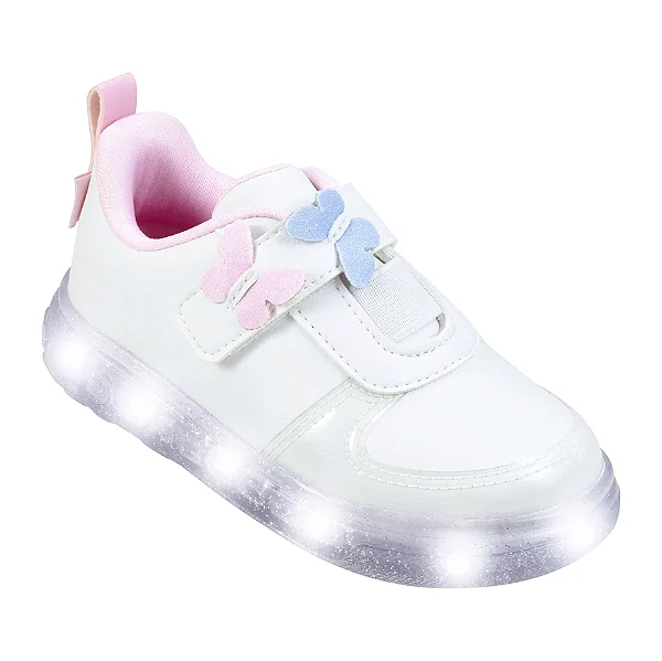 Tênis Infantil Pampili Led 483018 - BR/ROSA