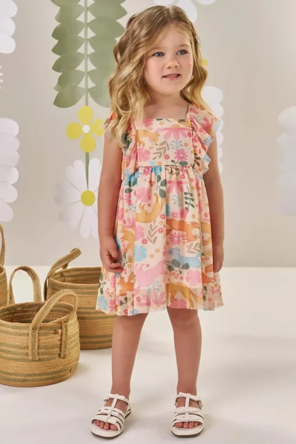Vestido em Tule com Elastano 86737 Kukiê Bebê Menina