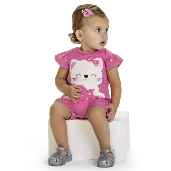 Macacão Manga Curta GATINHA Kyly 1000859 Feminino