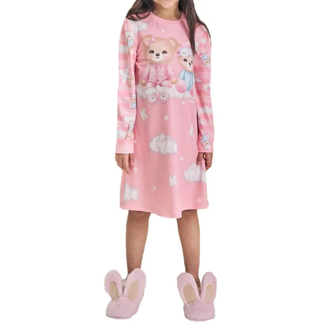 Camisola Menina Kukiê ML Malha Comfy Ursos Rosa - 79219 - Rosa - Imagem 2