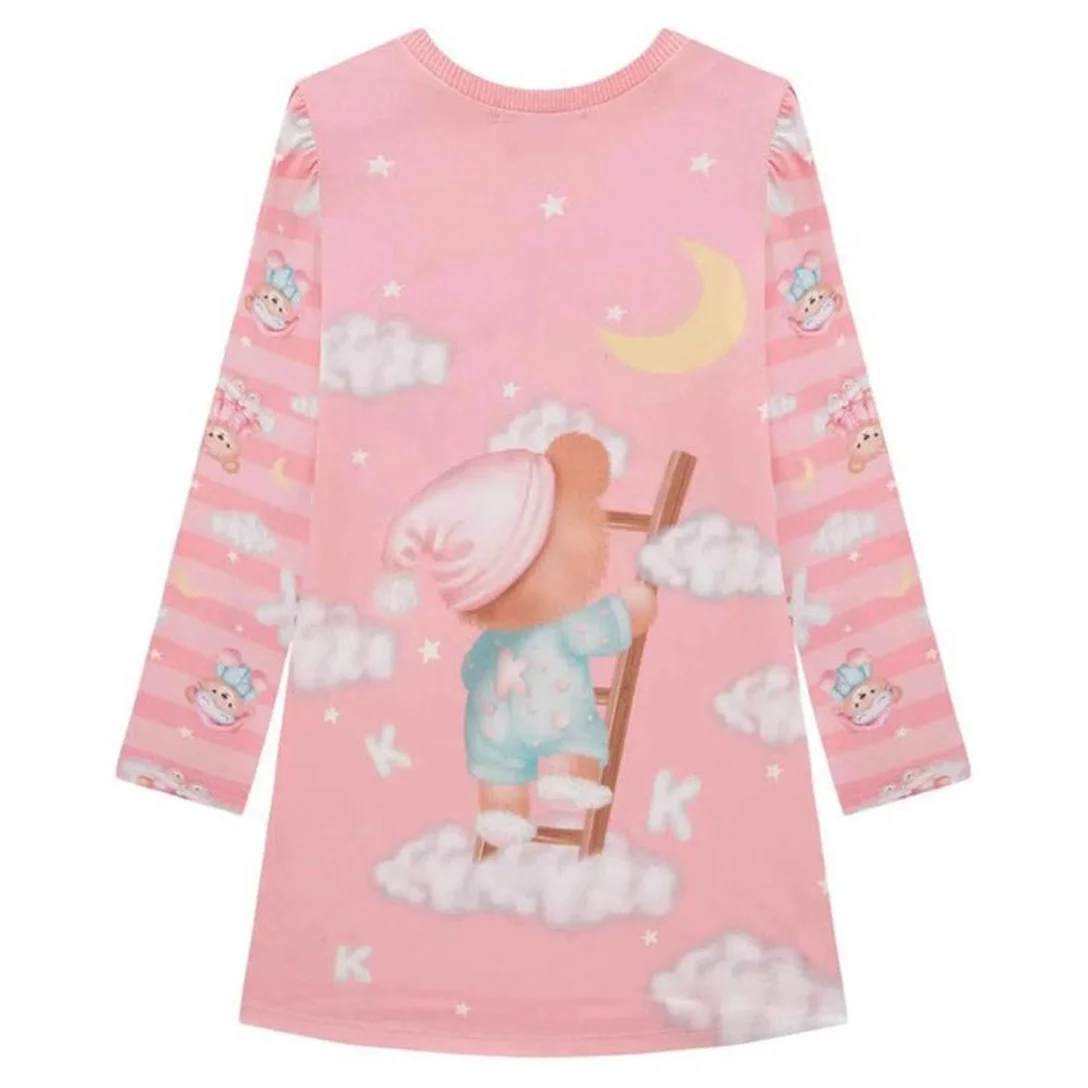 Camisola Menina Kukiê ML Malha Comfy Ursos Rosa - 79219 - Rosa - Imagem 4