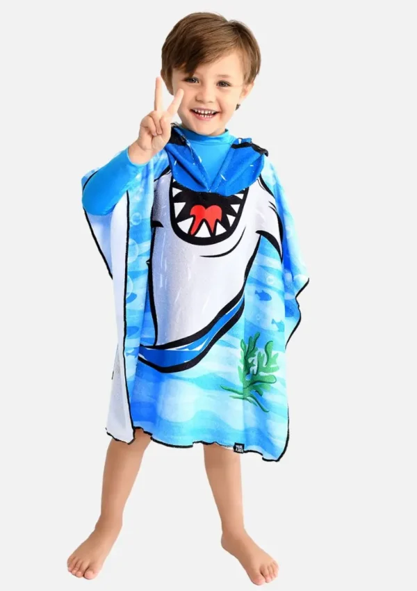 Toalha Com Touca Marujos E Sereias Infantil Estampa De Tubarão