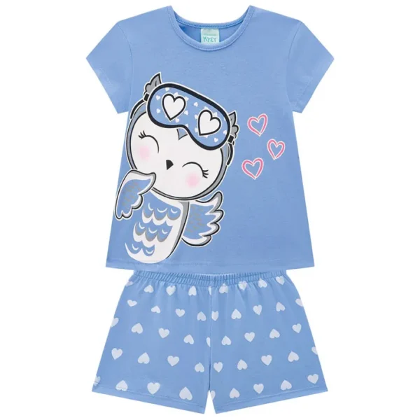 Pijama Infantil Feminino Kyly Meia Malha Brilha no Escuro