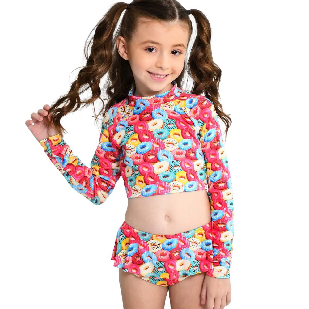 Biquíni Infantil Manga Longa Marujos e Sereias com estampa Docinhos - Imagem 2