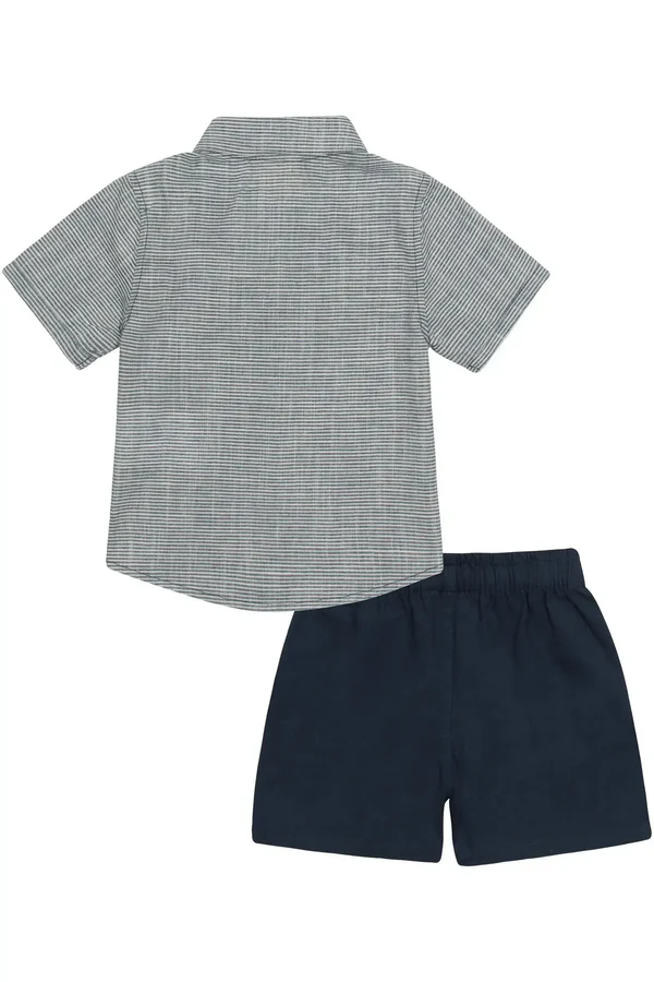 Conjunto de Camisa em Tecido Listrado e Bermuda em Sarja Girrassol com Elastano 86634 LucBoo Bebê Menino - Imagem 2