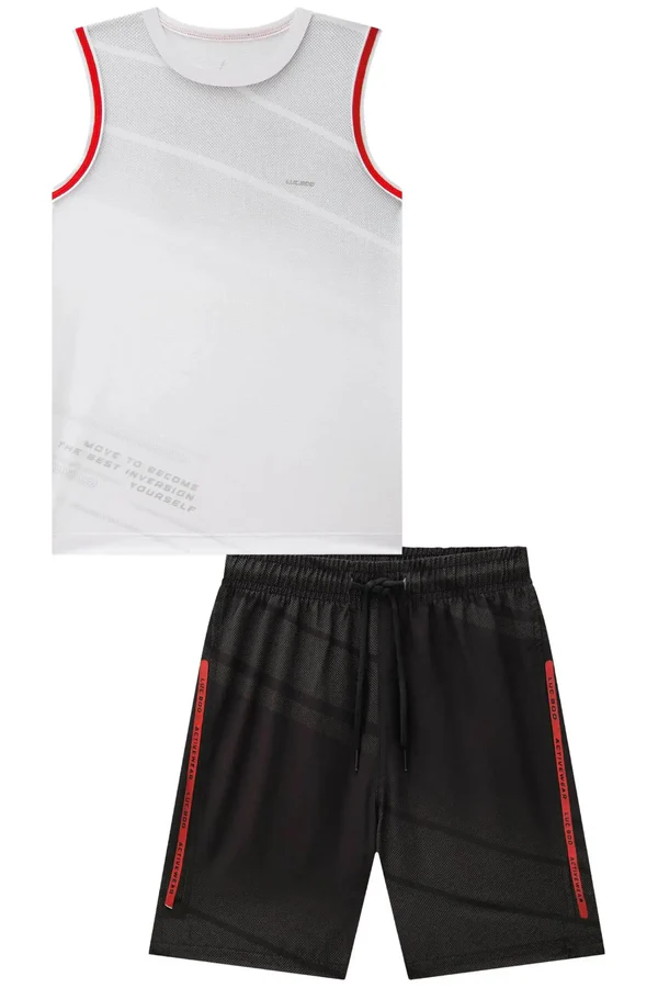 Conjunto de Regata em Malha Dry Space Green e Bermuda em Nylon Ergonomic com Elastano 88010 LucBoo Infantil Menino - Imagem 5