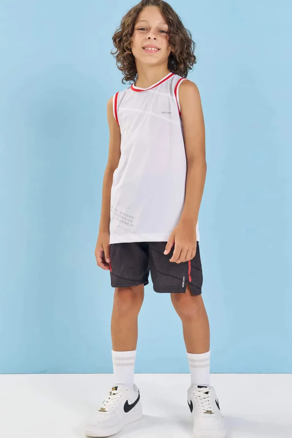 Conjunto de Regata em Malha Dry Space Green e Bermuda em Nylon Ergonomic com Elastano 88010 LucBoo Infantil Menino - Imagem 2