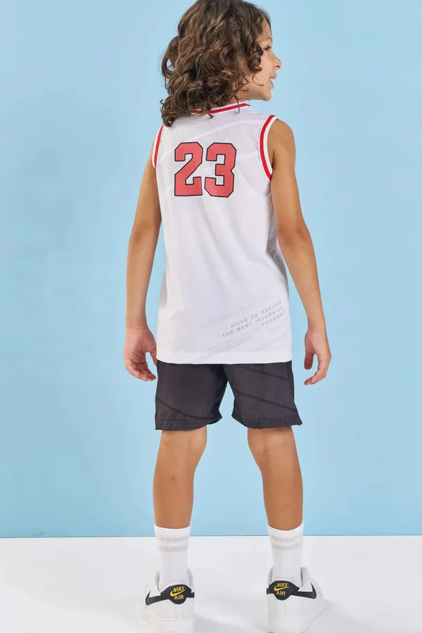 Conjunto de Regata em Malha Dry Space Green e Bermuda em Nylon Ergonomic com Elastano 88010 LucBoo Infantil Menino - Imagem 3