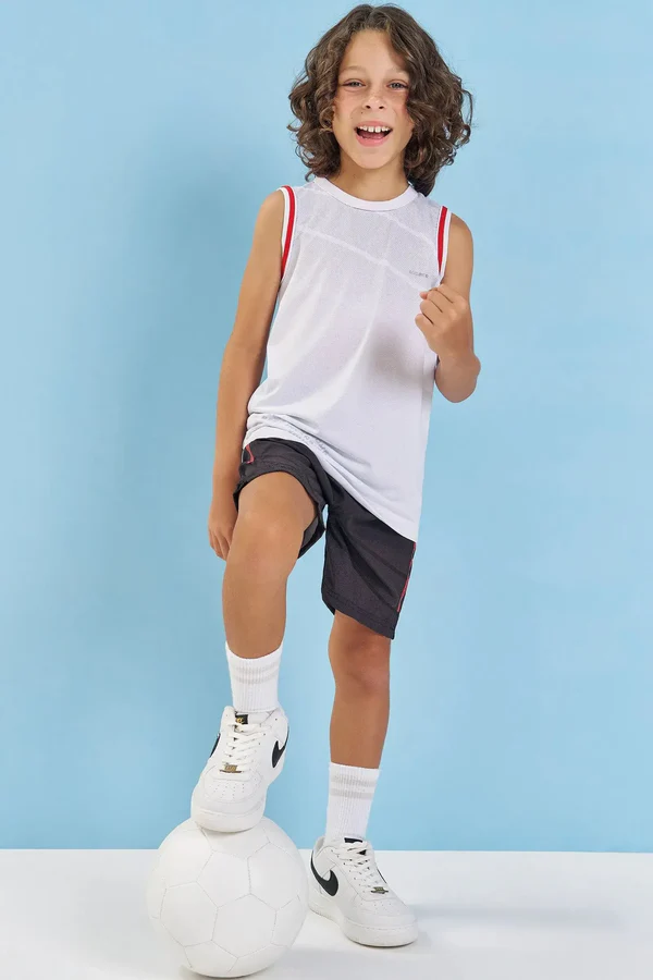 Conjunto de Regata em Malha Dry Space Green e Bermuda em Nylon Ergonomic com Elastano 88010 LucBoo Infantil Menino