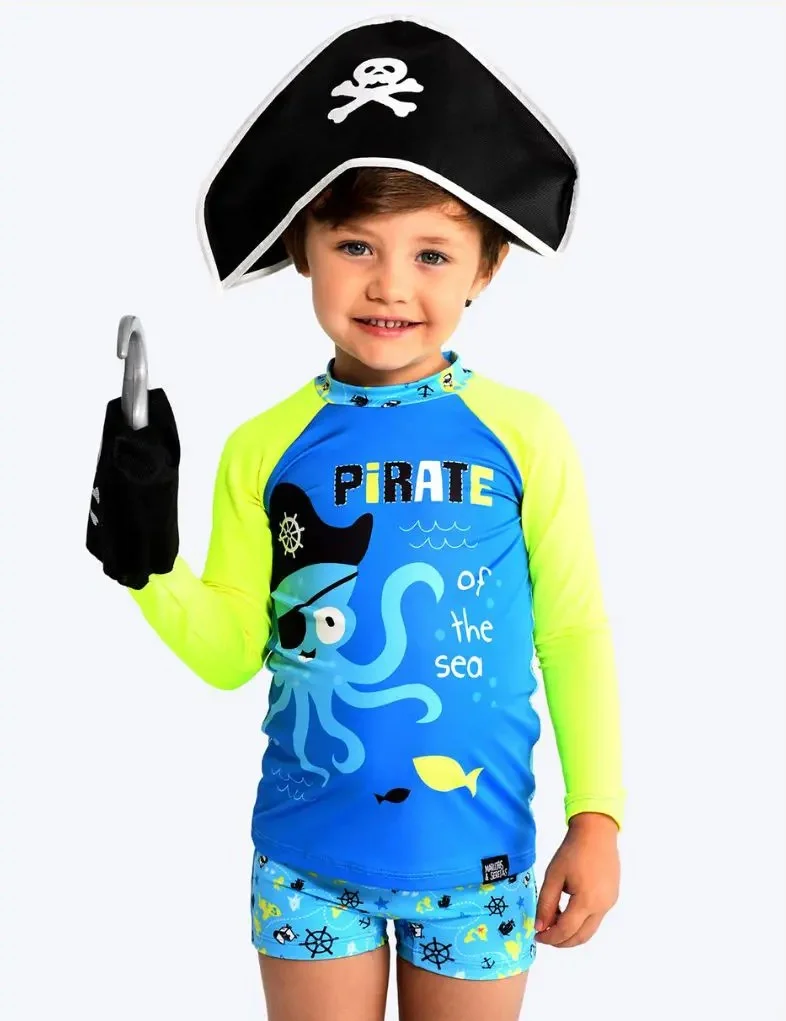 Conjunto Masc Blusa ML Proteção UV e Sunga Polvo Pirata- Marujos e Sereias