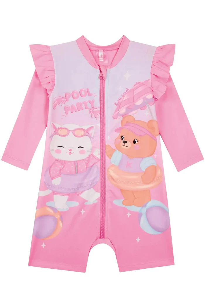 Macacão em Malha com Proteção UV50+ 88058 Kukiê Bebê Menina - Imagem 2