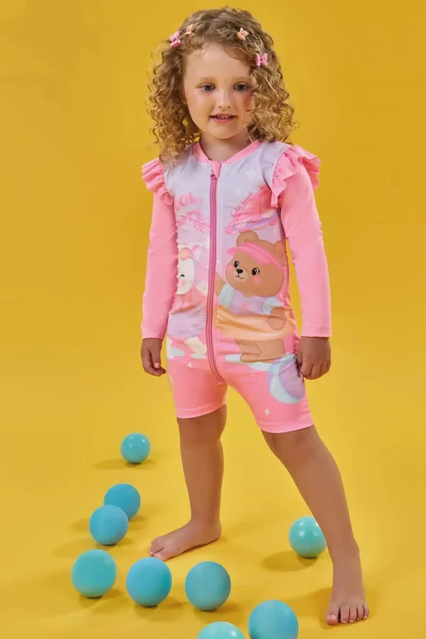 Macacão em Malha com Proteção UV50+ 88058 Kukiê Bebê Menina