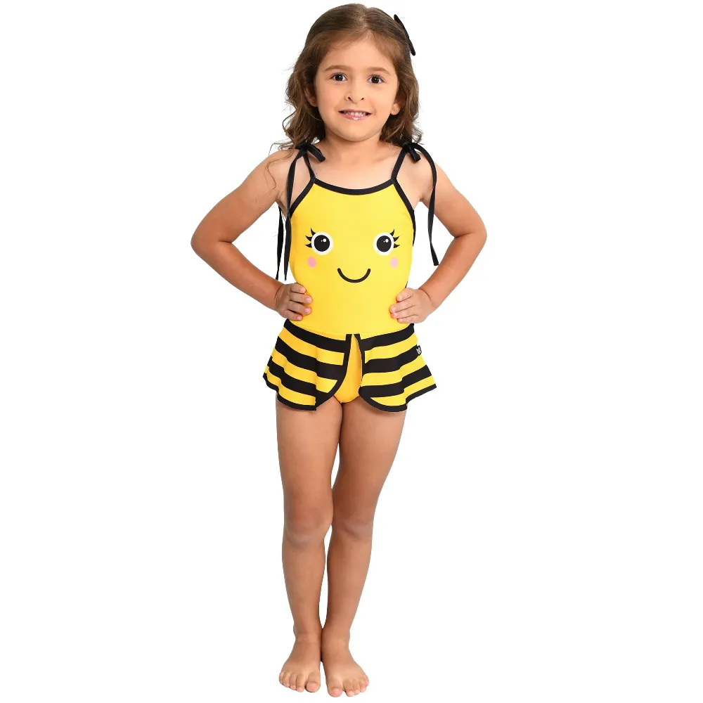 Maiô Menina Marujos e Sereias com Proteção UV50+ Estampa de Abelhinha
