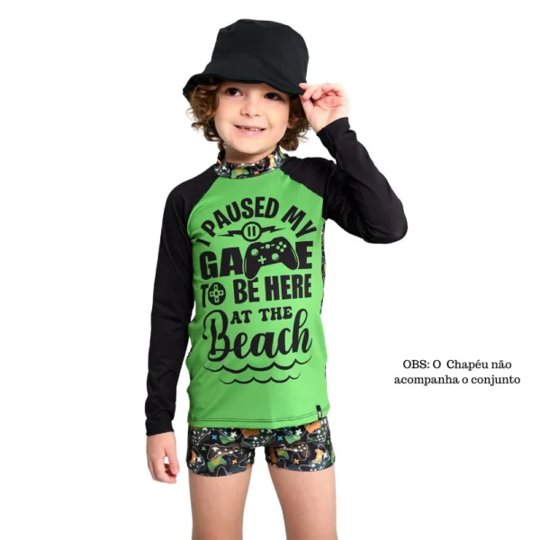 Sunga Boxer e Camiseta Proteção UV50+ Infantil Marujos e Sereias Estampado