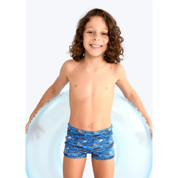 Sunga Boxer e Camiseta Proteção UV50+ Infantil Marujos e Sereias Estampa na Praia