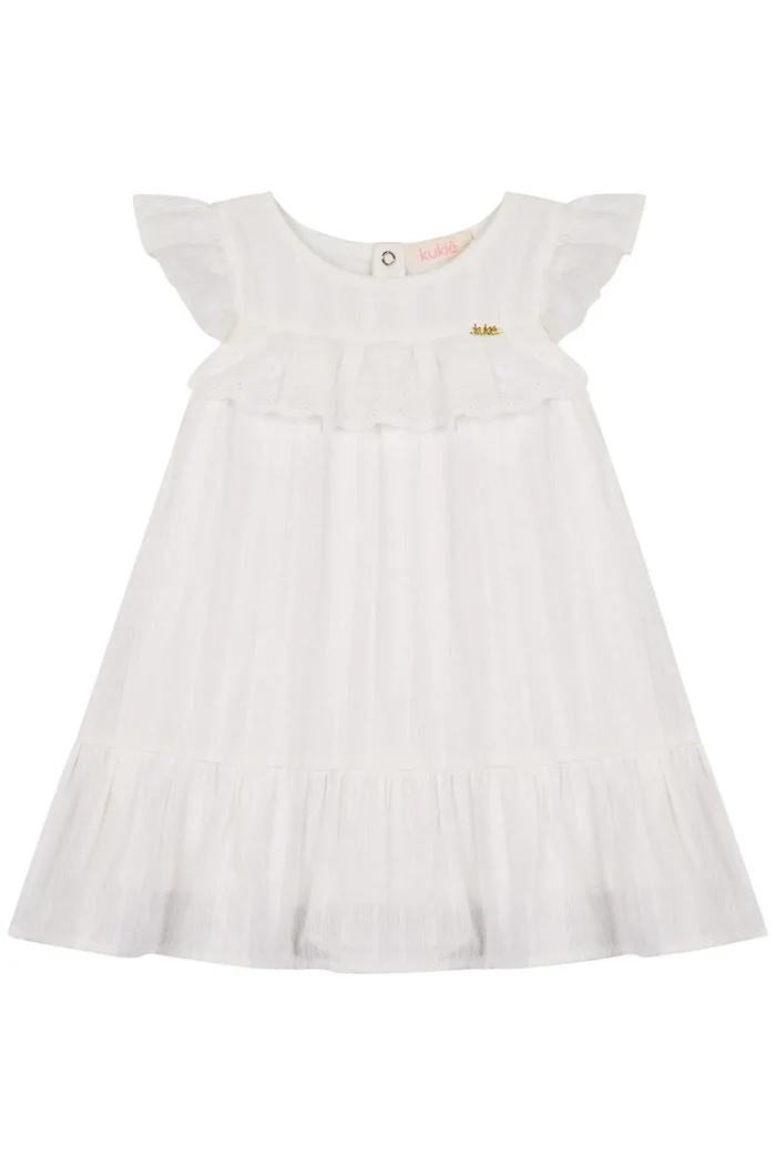 Vestido em Tricoline Textura 100% Algodão 87856 Kukiê Bebê Menina - Imagem 2