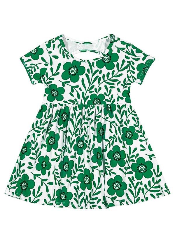 Vestido Infantil Menina Flores Verde