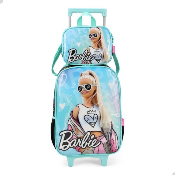 kit de mochila de Rodinha Feminina Barbie Verde - MAXLOG