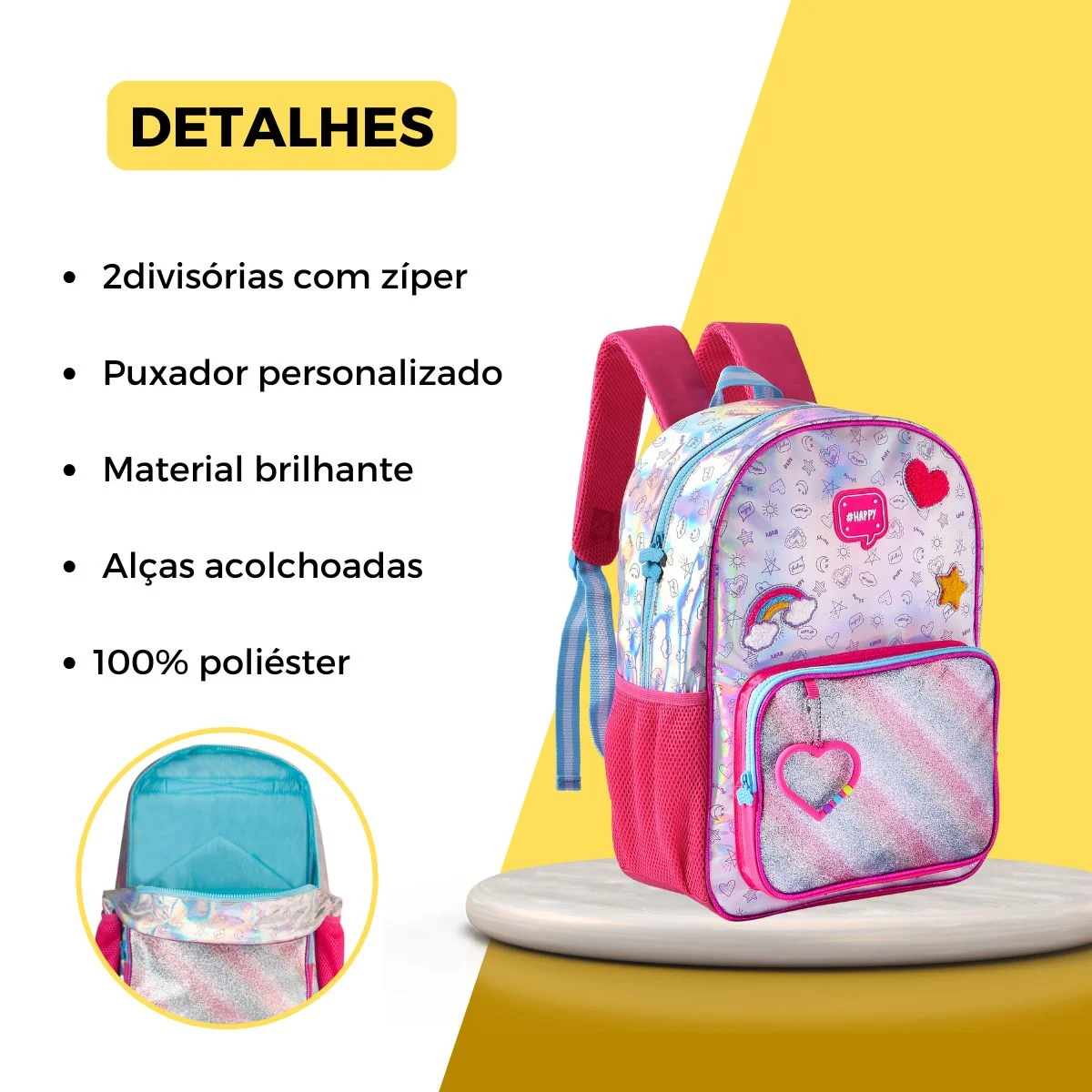 Mochila Costas Holográfica Escolar Infantil Juvenil - Imagem 2