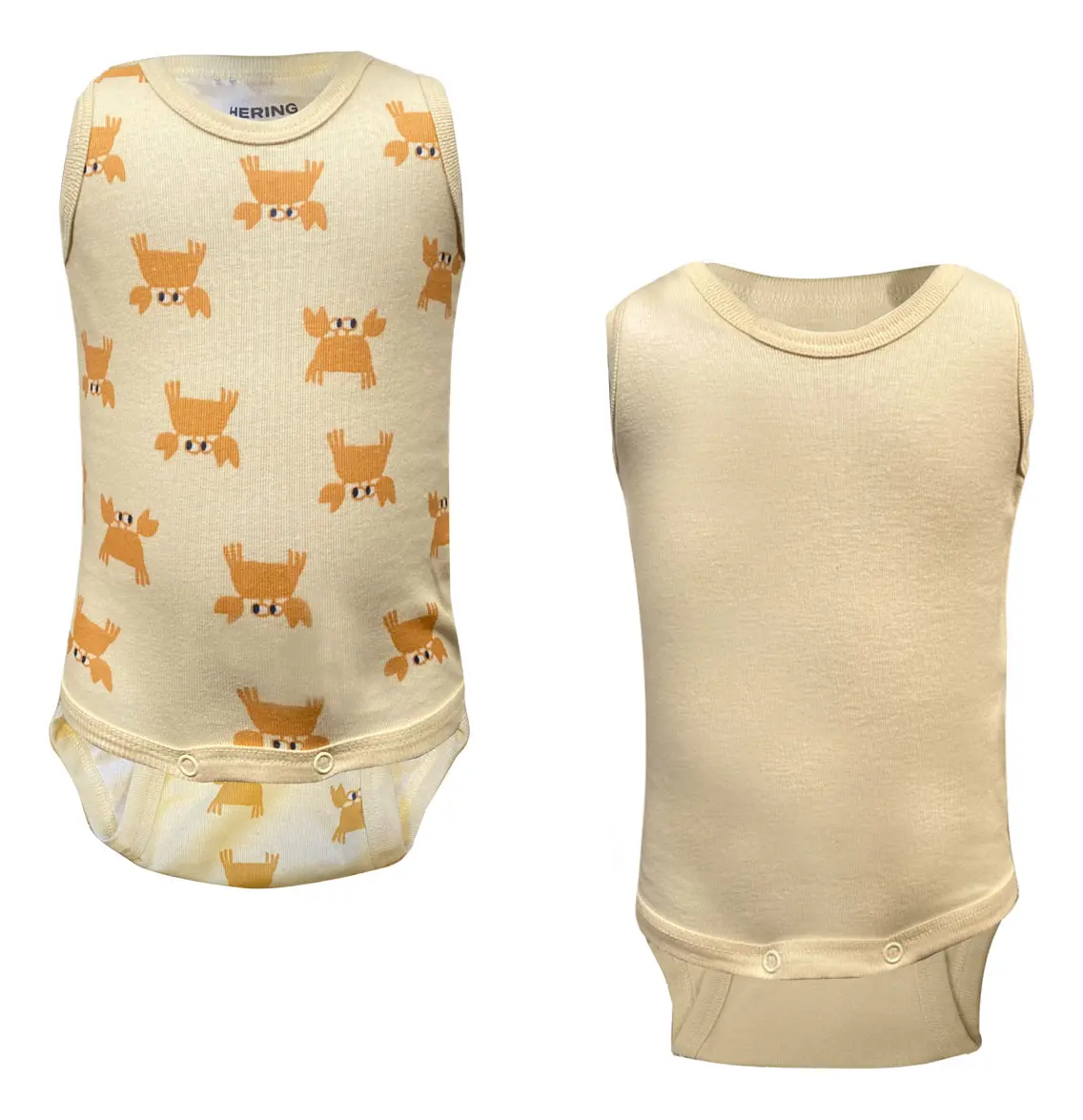 Kit 2 Bodies Hering Estampado Bege/laranja