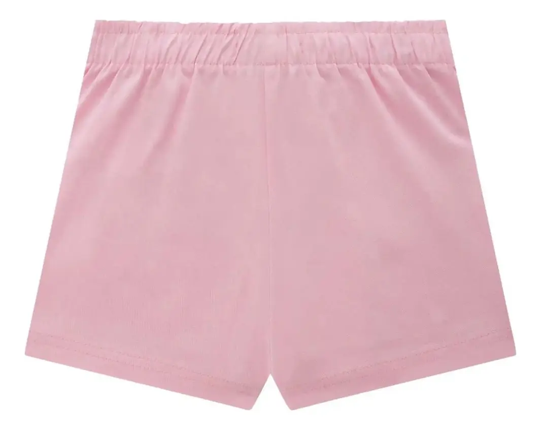 Shorts Saia Infantil Menina Em Sarja Rosa Kukiê - Imagem 2