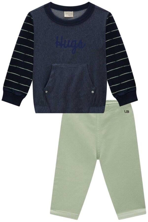 Conjunto de blusão em cotton e calça skinny em sarja soft