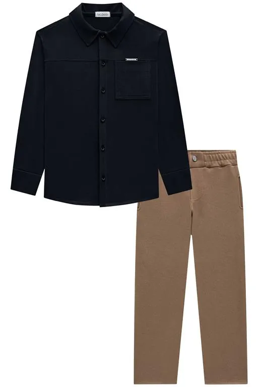 CAMISA ML E CALCA INFANTIL SOCIAL MASCULINO LUC BOO