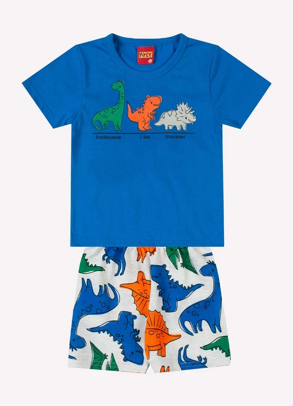 Conjunto Infantil Menino Dinossauros Azul
