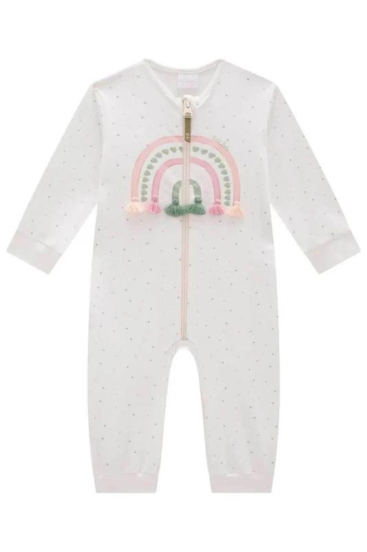 Macacão Bebê Em Malha Comfy Kukiê Baby Menina Longo