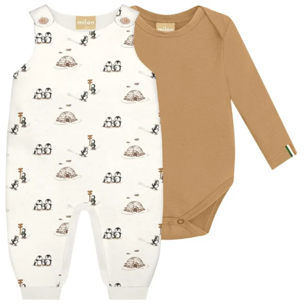 Jardineira Bebê Menino Inverno Pinguim Milon