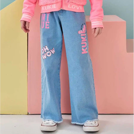 Calça Infantil Menina Jeans Wide leg - Kukiê