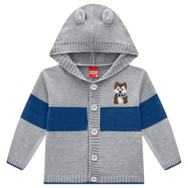 Casaco infantil trico kyly com capuz de orelinha