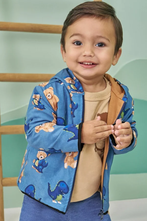 Jaqueta Corta Vento em Nylon Ergonomic com Elastano e Forro em Meia Malha 80456 LucBoo Bebê Menino