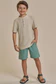 Conjunto de Bata em Malha Flamê e Bermuda em Linho Santorine com Elastano 92404 LucBoo Infantil Menino