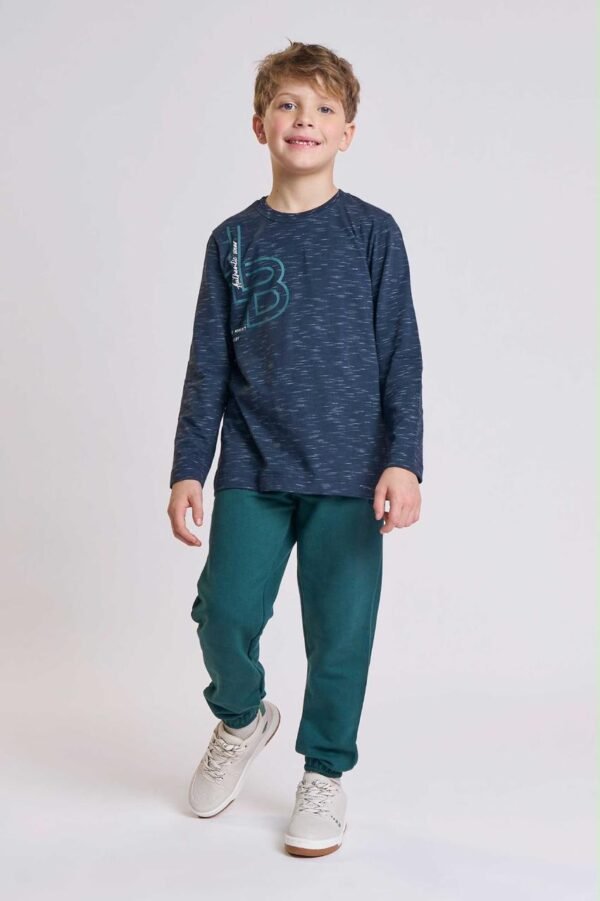 Conjunto de Camiseta em Malha Jet e Calça Jogger em Moletom sem Pelúcia 89799 LucBoo Infantil Menino