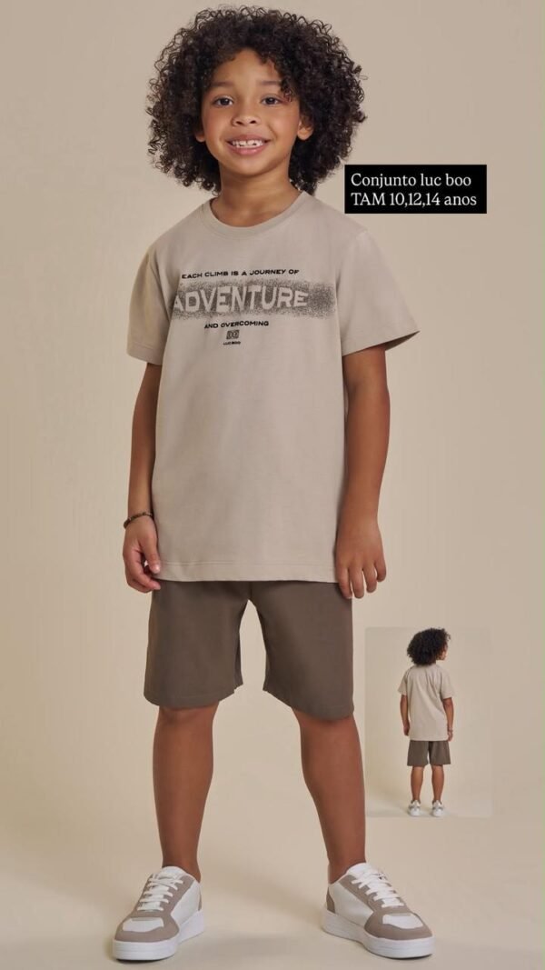 Conjunto de Camiseta em Meia Malha e Bermuda em Nylon Ripstop com Proteção UV50+ 93531 LucBoo Infantil Menino