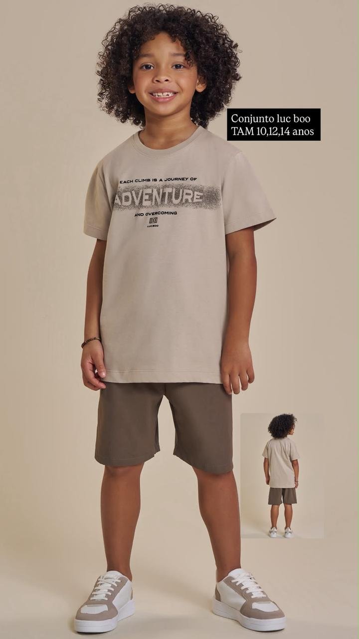 Conjunto de Camiseta em Meia Malha e Bermuda em Nylon Ripstop com Proteção UV50+ 93531 LucBoo Infantil Menino